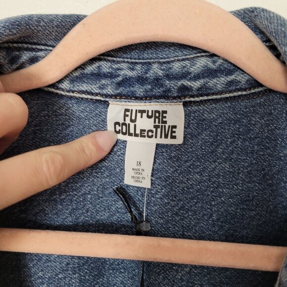 Future Collective Womens Size 18 Denim Shirt Dress With Button Front & Pockets L - Picture 5 of 8